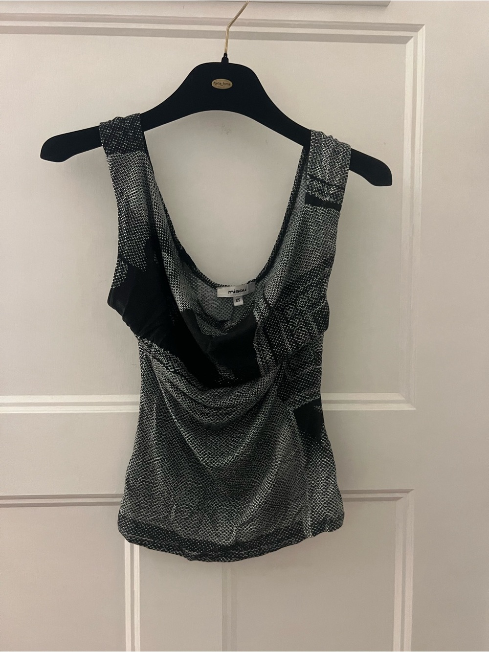 Miaou Black and White Draped Cowl Tank